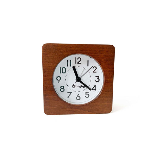Bagby CLASSIC Silent Alarm Clock showing round analog face with clear numerals on white background