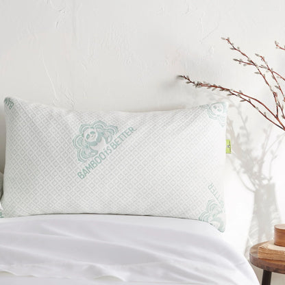 Close-up of bamboo viscose cover texture and zipper opening on Adjustable Bamboo Cooling Pillow