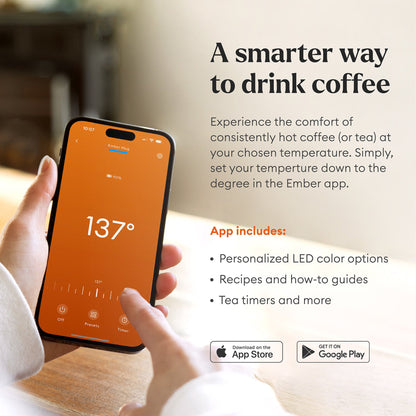 Ember Mug 2 charging coaster with USB-C cable and mug placement demonstration