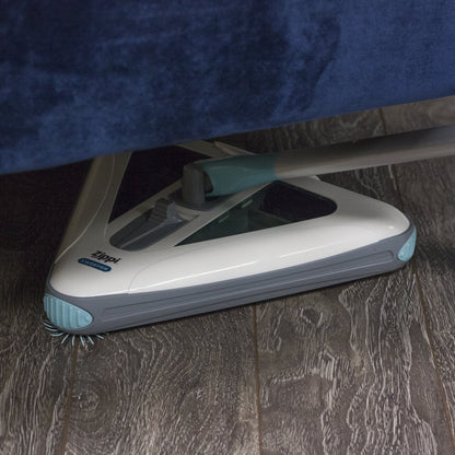 Zippi Sweeper charging station setup showing lithium-ion battery charging