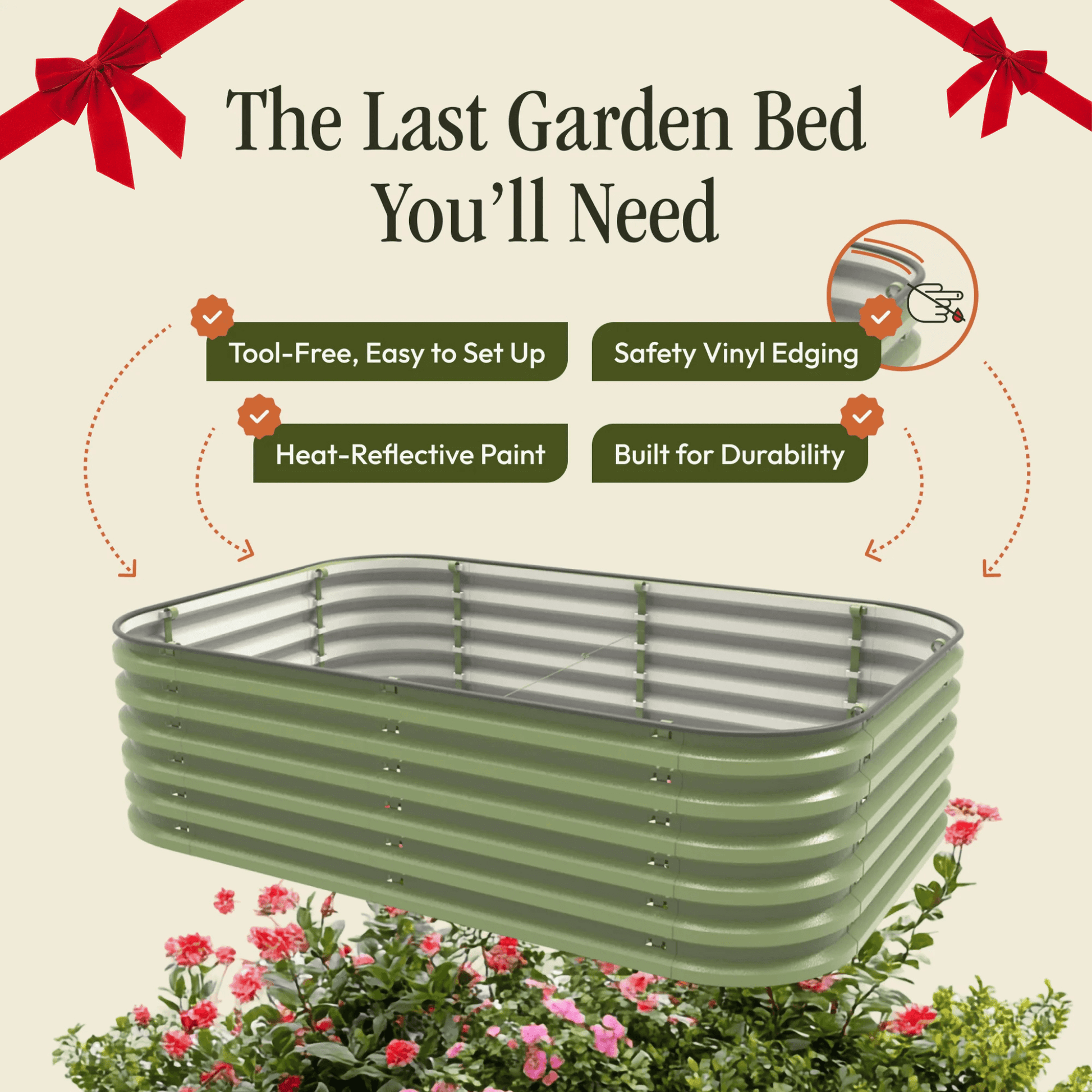 Gro-Rite No Tools Metal Raised Garden Bed in dark gray showing interlocking panel design